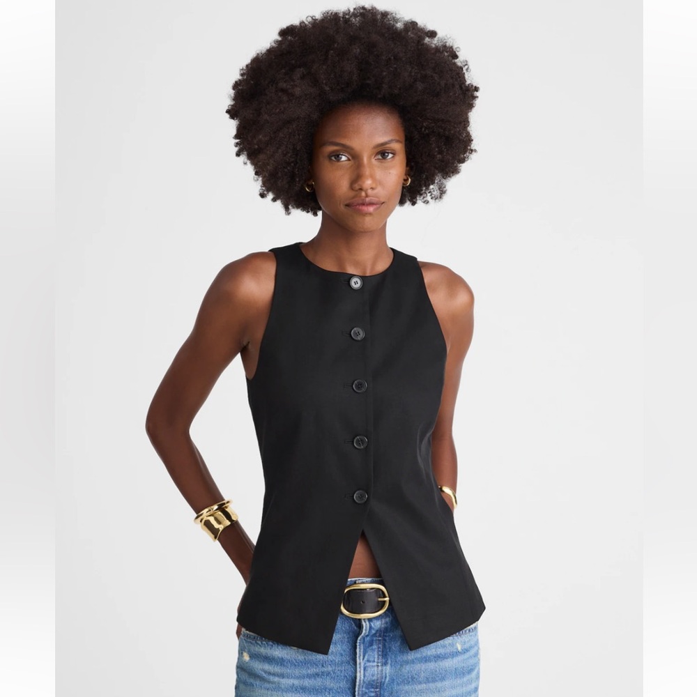 Madewell Black Button-Front Vest